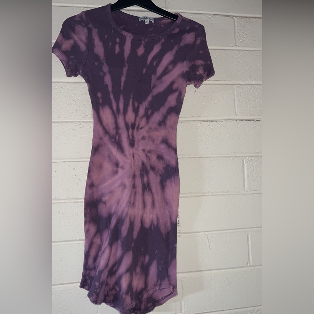 bleach dyed purple form fitting dress